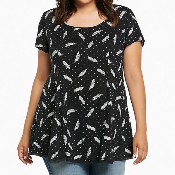 torrid Tops - Feather Print Challis Tunic